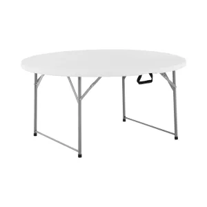 Kerek összecsukható asztal - Ø 1500 x 740 mm - Royal Catering - 150 kg - kültéri/beltéri - fehér
