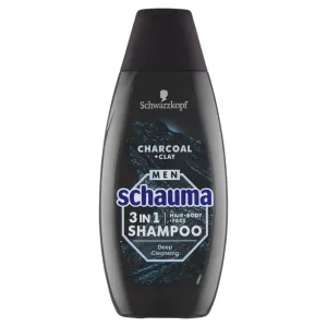 Schauma 3v1 Charocal + Clay (Hair Body Face Shampoo) 3 az 1-ben sampon férfiaknak 400 ml