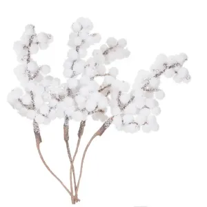 3D dekoratív gallyak fehér bogyókkal 4 db (Karácsonyi dísz )