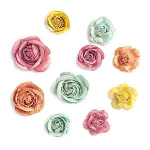 3D papír rózsák Boho / 10 darabos készlet (Papírvirágok dekorálásra)