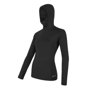 Női póló  kapucnival Sensor Merino DF fekete 16200107