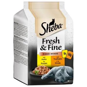 6 x 50 g Sheba Fresh & Fine multipack -Csirke & pulyka szószban