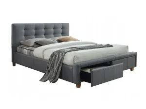 Kárpitozott ágy ASCOT 160 x 200 cm szürke/tölgy