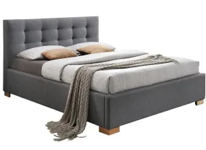 Kárpitozott ágy COPENHAGEN 160 x 200 cm szürke/tölgy
