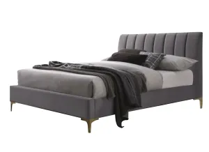 Kárpitozott ágy MIRAGE VELVET 160 x 200 cm szürke/arany