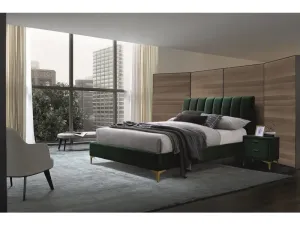Kárpitozott ágy MIRAGE VELVET 160 x 200 cm zöld/arany