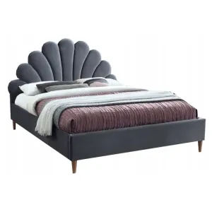 Kárpitozott ágy SANTANA VELVET 160 x 200 cm szín szürke / tölgy