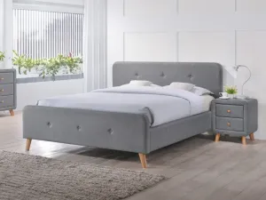 Kárpitozott ágy MALMO 180 x 200 cm szín szürke / tölgy
