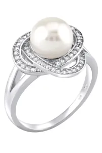 Silvego Laguna ezüst gyűrű valódi természetes fehér gyönggyel LPS0044W 53 mm