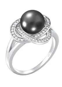 Silvego Laguna ezüst gyűrű valódi természetes fekete gyönggyel LPS0044B 56 mm