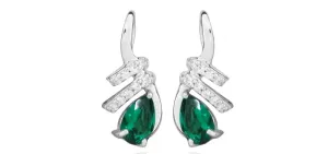 Silver Cat Divatos fülbevalók cirkónium kövekkel és smaragd üveggel SC380