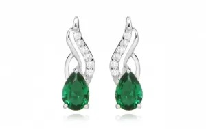 Silver Cat Divatos fülbevalók cirkónium kövekkel és smaragd üveggel SC396