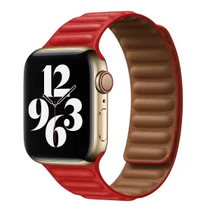 Mágneses Apple Watch Bőr szíj - Piros - 38, 40, 41mm