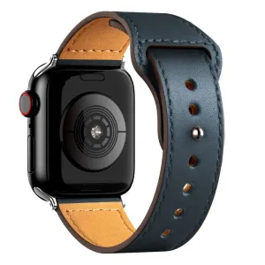 Simple Leather Apple Watch Bőr Szíj - Midnight Blue - 38, 40, 41mm