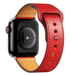 Simple Leather Apple Watch Bőr Szíj - Piros - 38, 40, 41mm
