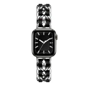 Ladies Rozsdamentes Acél Apple Watch Szíj - Ezüst - Fekete - 42, 44, 45, 49mm