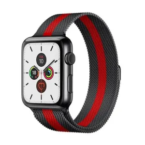 Milánói Apple Watch Szíj - Fekete-Piros - 38, 40, 41mm