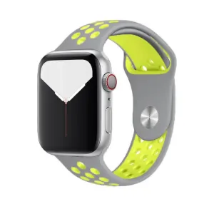 Szilikon Sport Apple Watch Szíj - Ezüst-Sárga - M/L - 42, 44, 45, 49mm