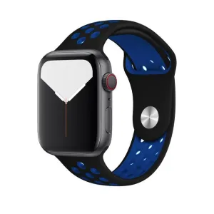Szilikon Sport Apple Watch Szíj - Fekete-Kék - M/L - 42, 44, 45, 49mm