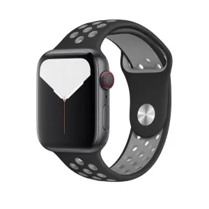 Szilikon Sport Apple Watch Szíj - Fekete-Szürke - M/L - 38, 40, 41mm