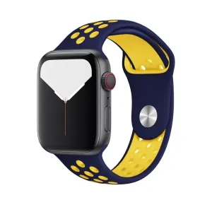 Szilikon Sport Apple Watch Szíj - Midnight Blue-Sárga - S/M - 38, 40, 41mm