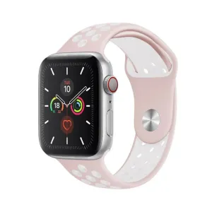 Szilikon Sport Apple Watch Szíj - Pink-Fehér - S/M - 42, 44, 45, 49mm
