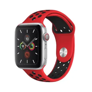 Szilikon Sport Apple Watch Szíj - Piros-Fekete - S/M - 38, 40, 41mm