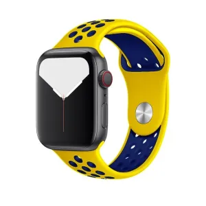 Szilikon Sport Apple Watch Szíj - Sárga-Midnight Blue - M/L - 42, 44, 45, 49mm