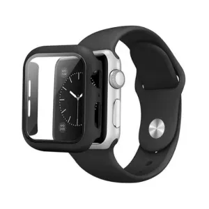 Szilikon Apple Watch Szíj és Tok (Azonos Színben) - Fekete - M/L - 45mm