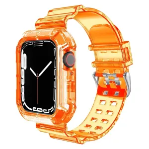 Átlátszó Szilikon Apple Watch Szíj és Tok - Narancssárga - 49mm