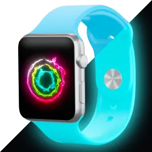 Sötétben Világító Apple Watch Szilikon Szíj - Kék - M/L - 42, 44, 45, 49mm