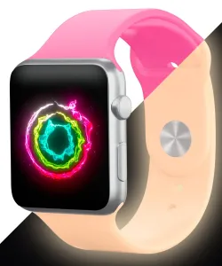 Sötétben Világító Apple Watch Szilikon Szíj - Pink - S/M - 38, 40, 41mm