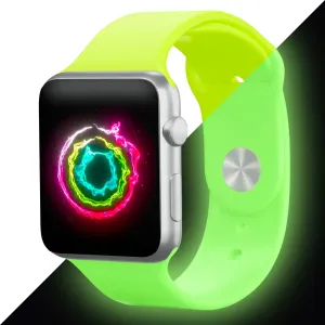 Sötétben Világító Apple Watch Szilikon Szíj - Zöld - S/M - 38, 40, 41mm