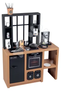 Modern játékkonyha Loft Industrial Kitchen Smoby kávéfőzővel működő készülékekkel és 32 kiegészítővel 50 cm munkafelület