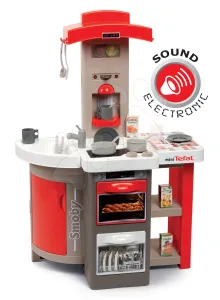 Játékkonyha összecsukható elektronikus Tefal Opencook Smoby piros, kávéfőzővel, hűtővel és 22 kiegészítővel