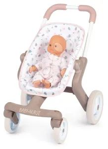 Sport babakocsi textil huzattal Pop Pushchair Natur D'Amour Baby Nurse Smoby bolygókerekekkel 42 cm játékbabának tolókar magassága 54 cm 18 hó-tól
