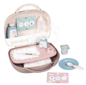 Pelenkázó készlet kofferben Vanity Natur D'Amour Baby Nurse Smoby játékbabának 12 kiegészítővel