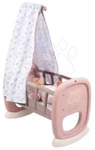 Bölcső textil baldachinnal Cradle Natur D'Amour Baby Nurse Smoby 42 cm játékbabának 18 hó-tól