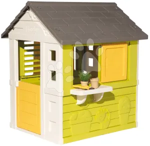 Házikó Sunny Smoby narancssárga-zöld, 3 ablakkal és 2 árnyékolóval, anti UV szűrővel 24 hó-tól