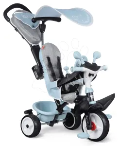 Tricikli és babakocsi egyben fékkel Baby Driver Plus Blue Smoby EVA kerekekkel és intuitív vezérléssel kék 10 hó-tól