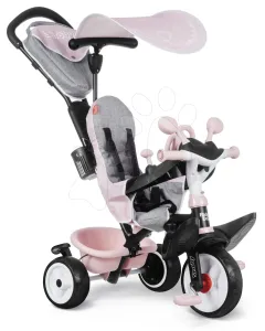 Tricikli és babakocsi egyben fékkel Baby Driver Plus Pink Smoby EVA kerekekkel és intuitív vezérléssel rózsaszín 10 hó-tól