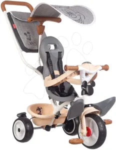 Tricikli és babakocsi egyben magasított háttámlával Mickey Disney Baby Balade Plus Tricycle Smoby fékkel és EVA kerekekkel 10 hó