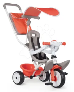 Tricikli magasított háttámlával Baby Balade Tricycle Red Smoby napellenzővel és EVA kerekekkel piros 10 hó-tól