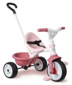 Tricikli szabadonfutó Be Move Tricycle Pink Smoby tolókarral és EVA kerekekkel rózsaszín 15 hó-tól