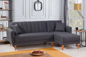 Sarok ágyazható kanapé Zayda 225 cm sötétszürke – jobb