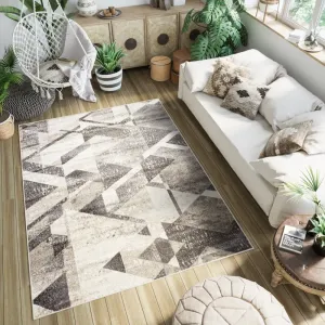 PETRA Modern dizájnos barna szőnyeg geometrikus mintával Szélesség: 160 cm | Hossz: 220 cm #1389347