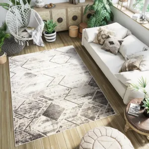 PETRA Modern dizájnos barna szőnyeg geometrikus mintával Szélesség: 80 cm | Hossz: 150 cm #1389349