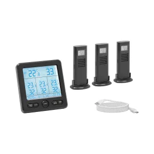 Szobahőmérő állomás - vezeték nélküli - LCD - 3 érzékelő | Steinberg Systems
