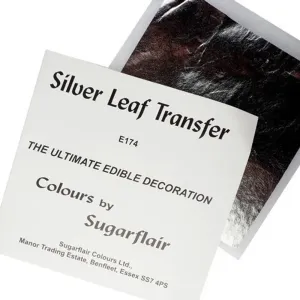 Ehető ezüst - transzferfólia 8x8 cm - 1 db - Sugarflair Colours
