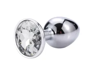 Sunfo - fém anál dildó kővel (ezüst-fehér) #1350729